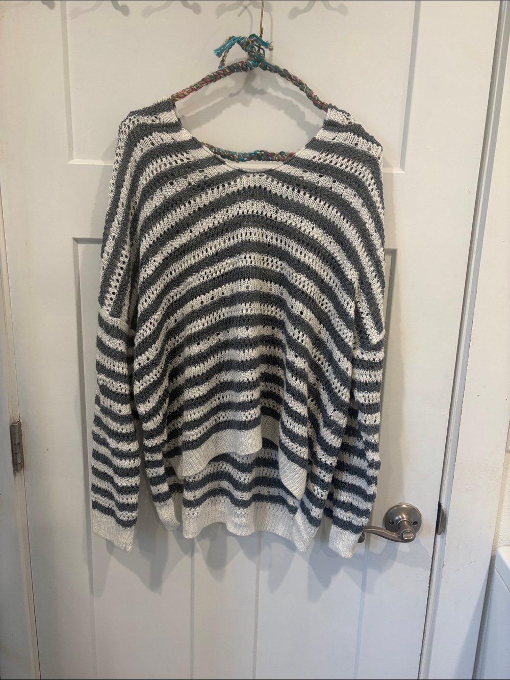 Maurices Striped Crewneck Sweater - White & Gray